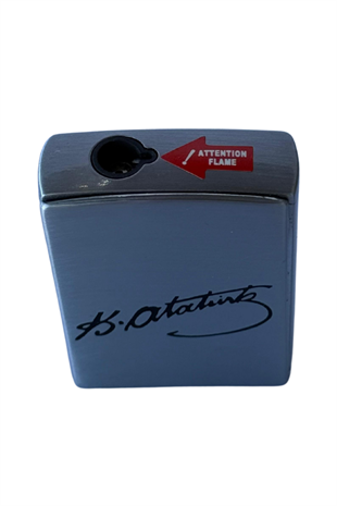 PremiumQuality Tek Torch Pürmüz Gümüş Atatürk İmzalı Metal Puro Çakmağı