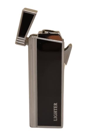 PremiumQuality Gümüş - Siyah Tek Torch Pürmüz Metal Puro Çakmağı