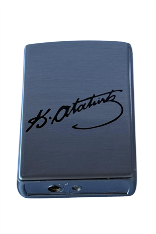 PremiumQuality Tek Torch Pürmüz Gümüş Atatürk İmzalı Metal Puro Çakmağı
