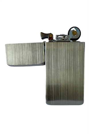 PremiumQuality Fırçalı Gümüş Metal Benzinli Çakmak