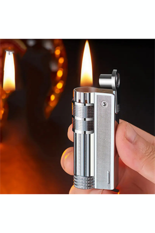 PremiumQuality Tek Alevli Gümüş Metal Muhtar Çakmağı