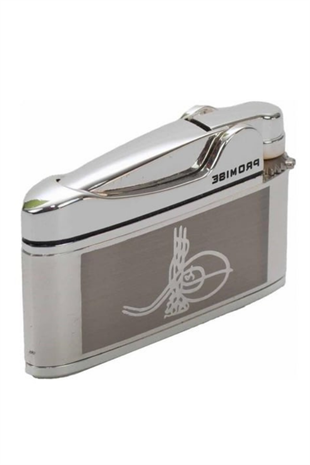 Promise Soft Flame Gümüş Tuğra Desenli Metal Çakmak