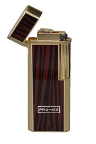 Promise Twiggy Siyah Gold Çizgili Metal Soft Flame Çakmak