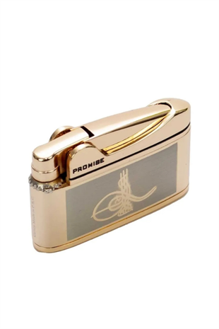 Promise Soft Flame Gold Tuğra Desenli Metal Çakmak