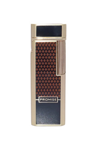 Promise Twiggy Siyah Gold İşlemeli Metal Soft Flame Çakmak