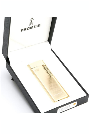 Promise Twiggy Fırçalı Gold Metal Soft Flame Çakmak