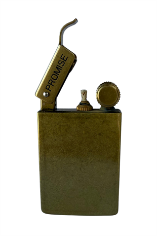 Promise Fırçalı Gold Kapaklı Tek Alevli Metal Benzinli Çakmak