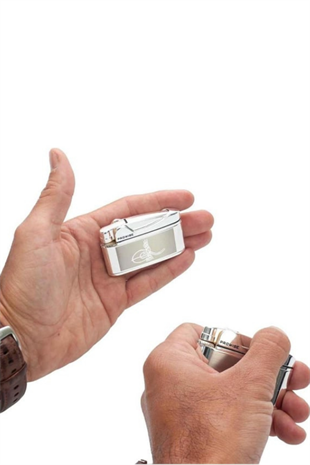 Promise Soft Flame Gümüş Tuğra Desenli Metal Çakmak