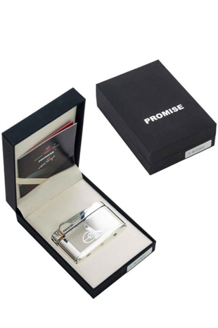 Promise Soft Flame Gümüş Tuğra Desenli Metal Çakmak