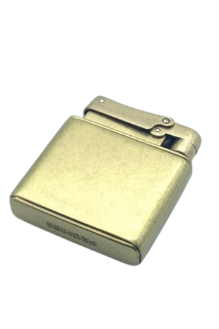 Promise Tek Alevli Fırçalı Gold Metal Benzinli Çakmak