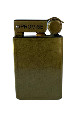 Promise Fırçalı Gold Kapaklı Tek Alevli Metal Benzinli Çakmak