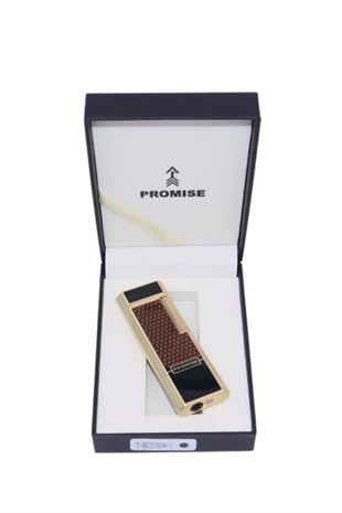 Promise Twiggy Siyah Gold İşlemeli Metal Soft Flame Çakmak