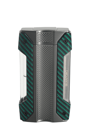 Quantoro Tek Torch Pürmüz Gunmetal Yeşil-Karbon Metal Puro Çakmağı