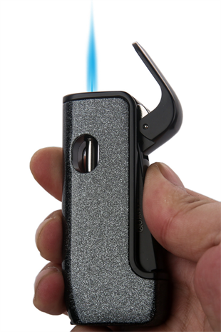 Quantoro Tek Torch Pürmüz Delicili Siyah Yaldızlı Metal Puro Çakmağı