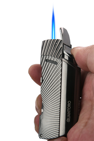 Quantoro Tek Torch Pürmüz Delicili/İğneli Gunmetal Metal Puro Çakmağı