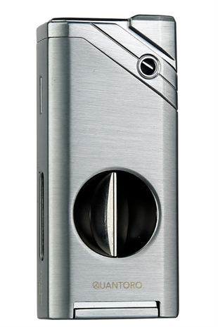 Quantoro Tek Torch Pürmüz V-Cut Gümüş Metal Puro Çakmağı