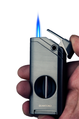 Quantoro Tek Torch Pürmüz V-Cut Gümüş Metal Puro Çakmağı