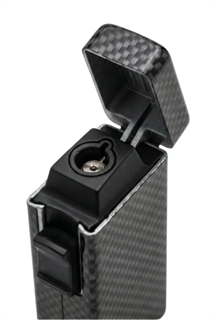Quantoro Tek Torch Pürmüz Karbon Desenli Metal Puro Çakmağı