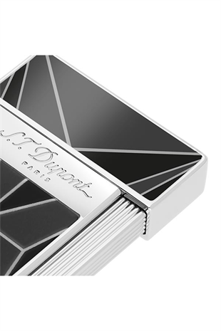 S.T. Dupont Slimmy Fire x Siyah-Krom Puro Çakmağı 28070