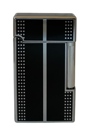 Vindiesel Siyah Gümüş Desenli Tek Torch Pürmüz Puro Çakmağı