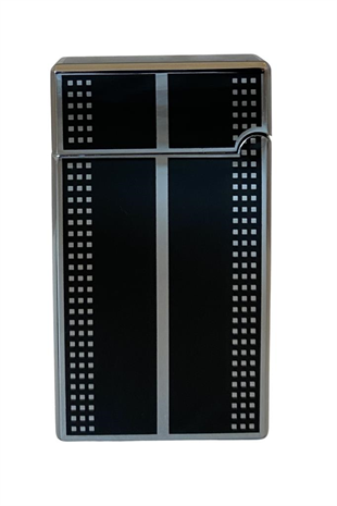 Vindiesel Siyah Gümüş Desenli Tek Torch Pürmüz Puro Çakmağı