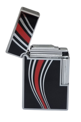 Vindiesel Soft Flame Siyah-Gümüş-Kırmızı Desenli Çakmak