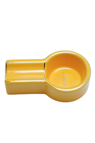 Parmida Sarı Gold Şeritli Tekli Porselen Puro Küllüğü
