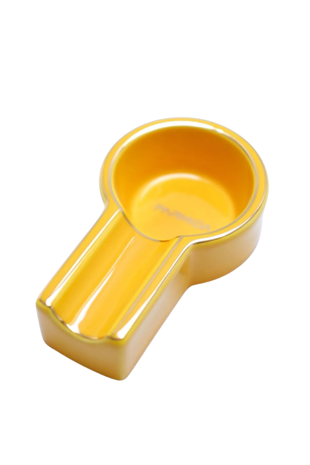 Parmida Sarı Gold Şeritli Tekli Porselen Puro Küllüğü