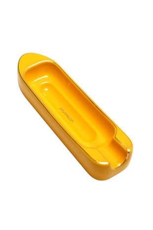 Parmida Sarı Gold Şeritli Tekli Porselen Puro Küllüğü