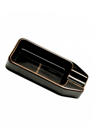 Parmida Siyah Gold Şeritli Tekli Porselen Puro Küllüğü