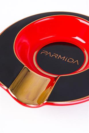 Parmida Siyah-Kırmızı Porselen Tekli Puro Küllüğü