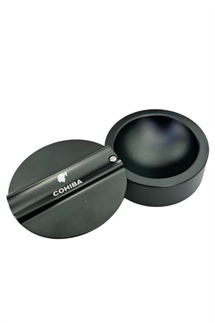 Cohiba Siyah Metal Döner Başlıklı Tekli Puro Küllüğü