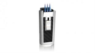 Caseti Üç Torch Pürmüz Gümüş-Siyah Puro Çakmak CA0439001