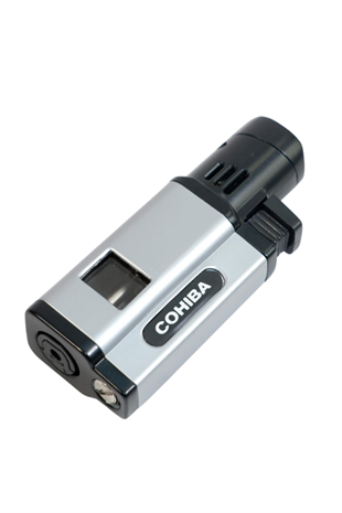 Cohiba 3 Torch Pürmüz Delicili Gümüş Siyah Metal Puro Çakmağı