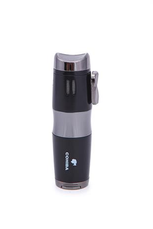 Cohiba 3 Torch Pürmüz Gümüş-Siyah Metal Puro Çakmağı