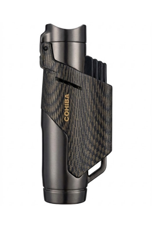 Cohiba 3 Torch Pürmüz Siyah - Gunmetal Karbon Desenli Puro Çakmağı