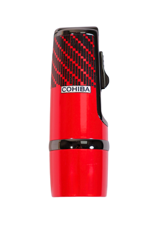 Cohiba 3 Torch Pürmüz Kırmızı-Siyah Desenli Metal Puro Çakmağı