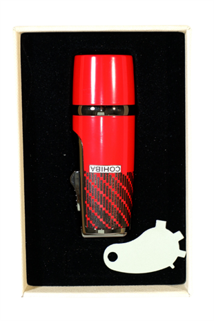 Cohiba 3 Torch Pürmüz Kırmızı-Siyah Desenli Metal Puro Çakmağı