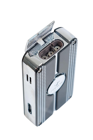 Cohiba 3 Torch Pürmüz Delicili Siyah Beyaz Nokta Desenli Metal Puro Çakmağı