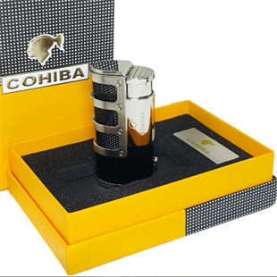 Cohiba 3 Torch Pürmüz Siyah-Gümüş Puro Çakmağı
