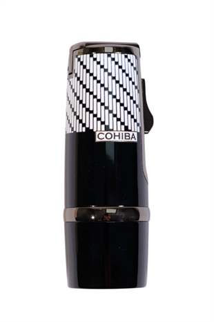 Cohiba 3 Torch Pürmüz Siyah-Beyaz Desenli Metal Puro Çakmağı