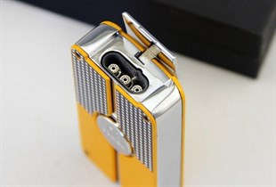 Cohiba Sarı 3 Torch Pürmüz Puro Çakmağı Siyah-Beyaz Detaylı