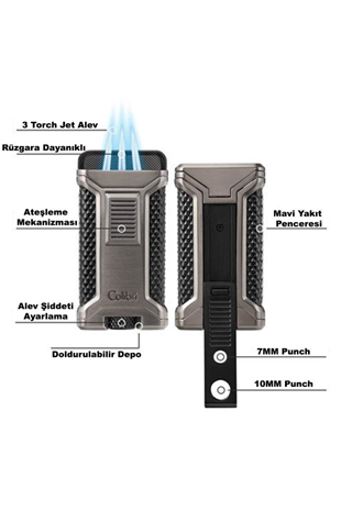 Colibri Ascari 3 Torch Pürmüz Kırmızı Puro Çakmağı