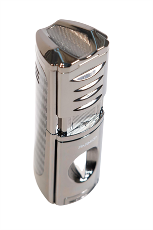 Parmida 3 Torch Pürmüz Kesici & Delici & Sehpalı Karbon Desenli Metal Puro Çakmağı