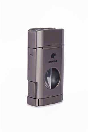 Cohiba 3 Torch Pürmüz Gunmetal Dahili V Kesicili Metal Puro Çakmağı
