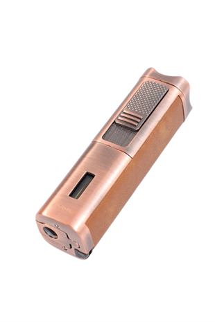 Parmida 3 Torch Pürmüz Sehpalı Gövdesi Deri Bronz Metal Puro Çakmağı