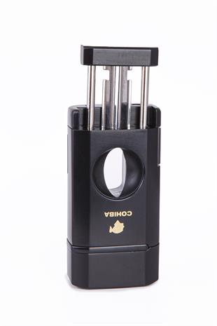 Cohiba 3 Torch Pürmüz Siyah Dahili V Kesicili Metal Puro Çakmağı