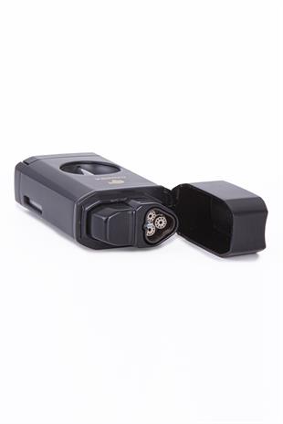 Cohiba 3 Torch Pürmüz Siyah Dahili V Kesicili Metal Puro Çakmağı