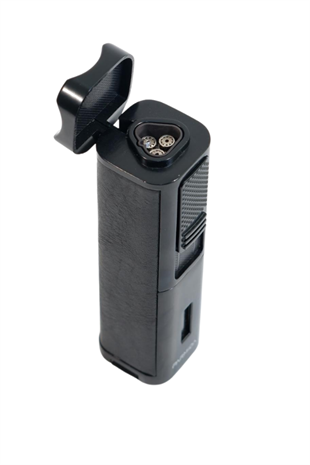 Parmida 3 Torch Pürmüz Sehpalı Gövdesi Deri Siyah Metal Puro Çakmağı