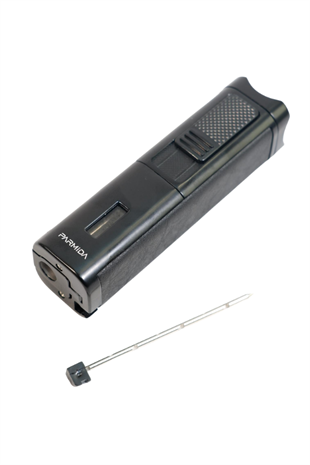 Parmida 3 Torch Pürmüz Sehpalı Gövdesi Deri Siyah Metal Puro Çakmağı